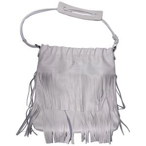 BOB ORE Blue Collection Harper White Fringe Shoulder Bag
